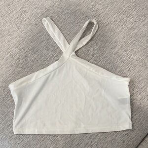 SHEIN Ivory Textured Mock Neck Top